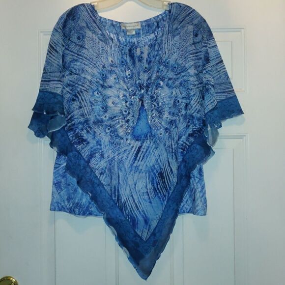 Christopher & Banks‎ Blue Peacock Flowing Blouse - Picture 1 of 7